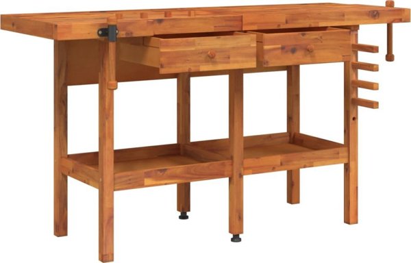 vidaXL Stolik roboczy με συρτάρια και τσάπες, 162x62x83 εκ, από ακασία