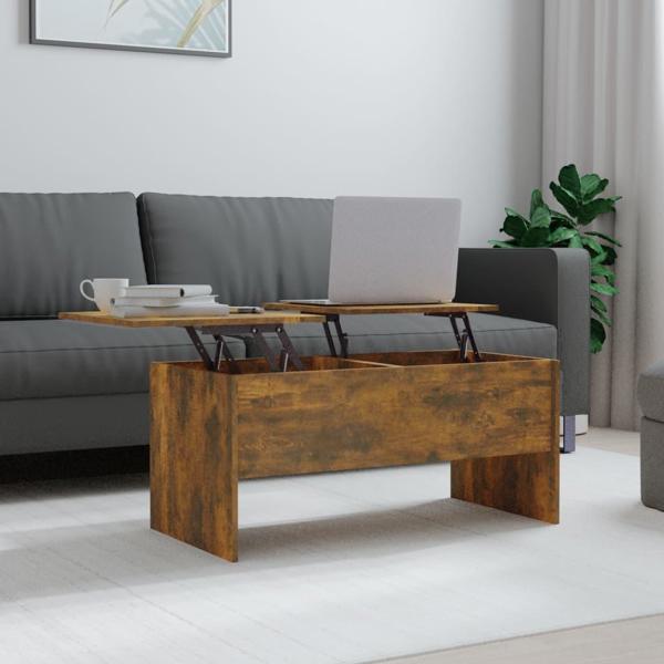vidaXL Τραπεζάκι σαλονιού, καπνιστή δρυς, 102x50,5x46,5 cm