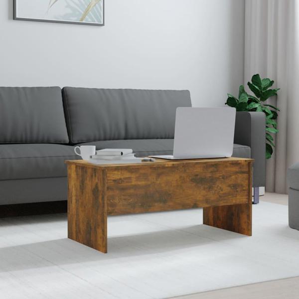 vidaXL Τραπεζάκι σαλονιού, καπνιστή δρυς, 102x50,5x46,5 cm