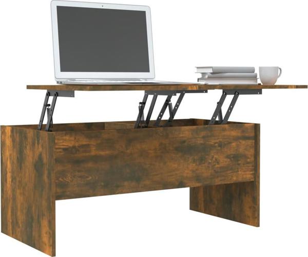 vidaXL Τραπεζάκι σαλονιού, καπνιστή δρυς, 102x50,5x46,5 cm