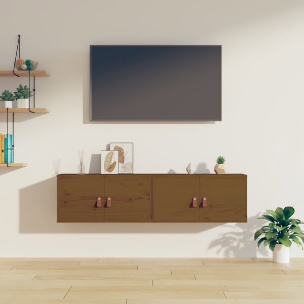 vidaXL Επιτοίχιες ντουλάπες, 2 τεμ., μελιά καφέ, 60x30x30 εκ., μασίφ πεύκο