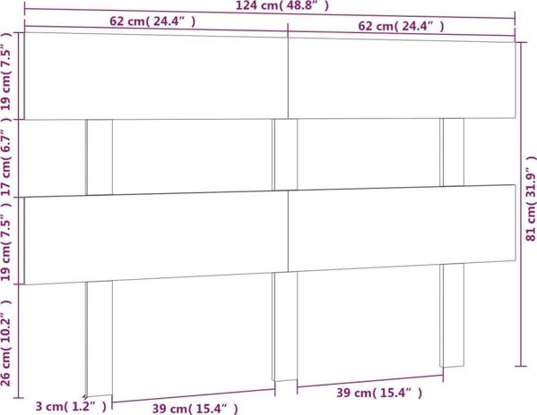 vidaXL Κεφαλάρι κρεβατιού, μαύρο, 124x3x81 cm, ελαφρύ ξύλο πεύκου