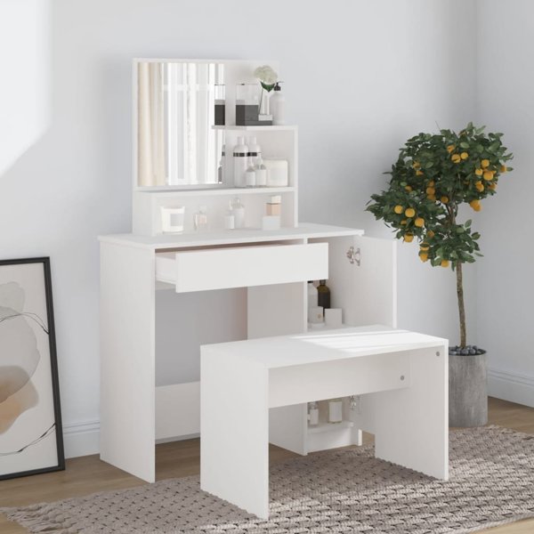 vidaXL Toaletka z lustrem, aspri, 86,5x35x136 cm