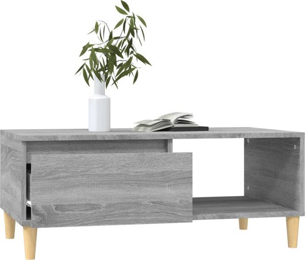 vidaXL Τραπέζι καφέ, γκρι ντόμπ, 90x50x36,5 εκ., ξύλινο σύνθετο υλικό