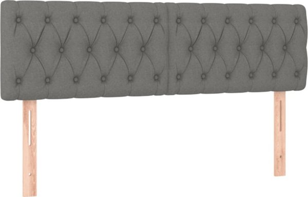 vidaXL Κεφαλάρι κρεβατιού με LED, σκούρο γκρι, 144x7x78/88 cm, ύφασμα