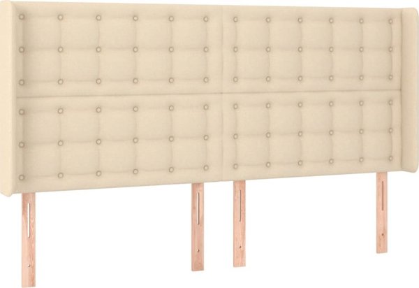 vidaXL Κοντινεντάλ κρεβάτι με στρώμα, κρεμ, 200x200 cm, ύφασμα