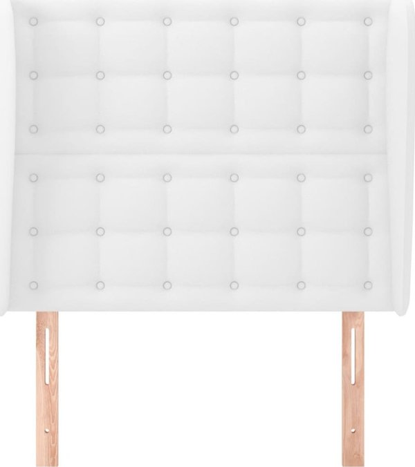 vidaXL Zaglowek uszak, bialy, 93x23x118/128 cm, sztuczna skora