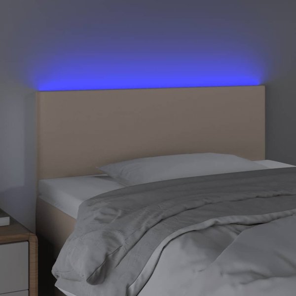 vidaXL Zaglowek do lozka z LED cappuccino 90x5x78/88 cm ekoskora