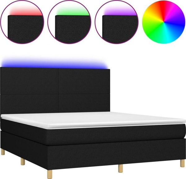 vidaXL Lozko kontynentalne z materacem czarne 180x200 cm tkanina