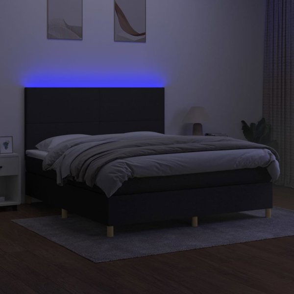 vidaXL Lozko kontynentalne z materacem czarne 180x200 cm tkanina