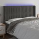 vidaXL Zaglowek do lozka z LED, ciemnoszary, 163x16x118/128cm, aksamit