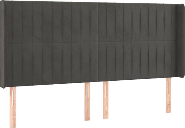vidaXL Zaglowek do lozka z LED, ciemnoszary, 163x16x118/128cm, aksamit