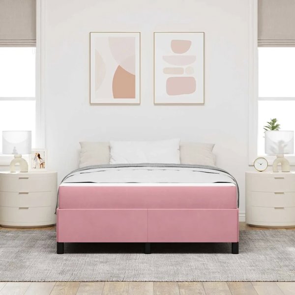 vidaXL Σκελετός Κρεβατιού με Στρώμα 140x200 cm, Υφασμάτινο, Ροζ