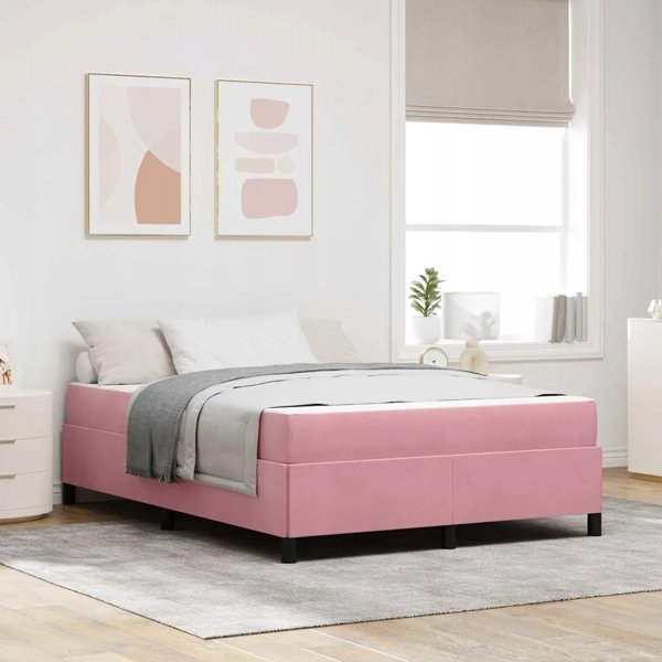 vidaXL Σκελετός Κρεβατιού με Στρώμα 140x200 cm, Υφασμάτινο, Ροζ
