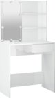 vidaXL Toaletka z oswietleniem LED, biala, polysk, 74,5x40x141 cm