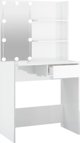 vidaXL Toaletka z oswietleniem LED, biala, polysk, 74,5x40x141 cm