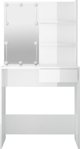 vidaXL Toaletka z oswietleniem LED, biala, polysk, 74,5x40x141 cm
