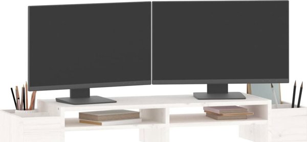 vidaXL Βάση οθόνης, λευκή, 100x27,5x15 εκ, από μασίφ πεύκο