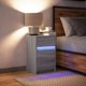 vidaXL Κομοδίνο με φωτισμό LED, γκρι δρυς σονόμα, ξυλώδες υλικό