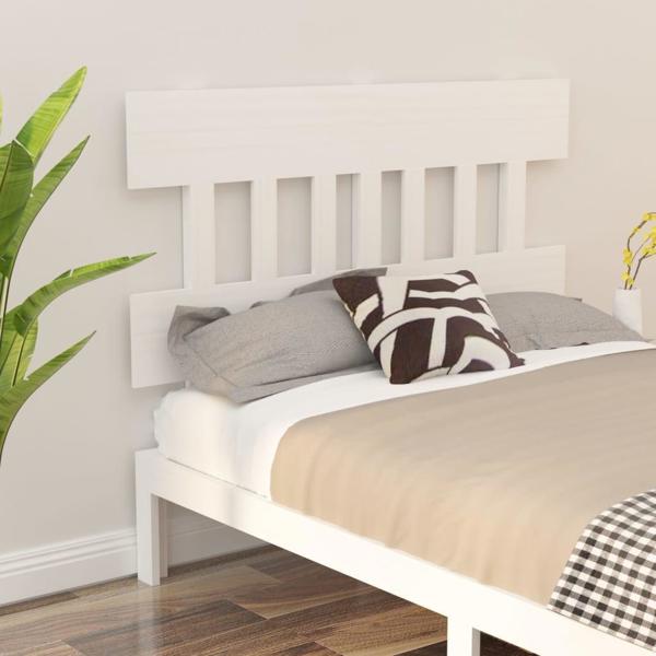 vidaXL Wezglowie lozka, biale, 203,5x3x81 cm, lite drewno sosnowe