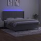 vidaXL Lozko kontynentalne z materacem z LED szare 160x200 cm aksamit