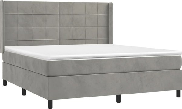 vidaXL Lozko kontynentalne z materacem z LED szare 160x200 cm aksamit
