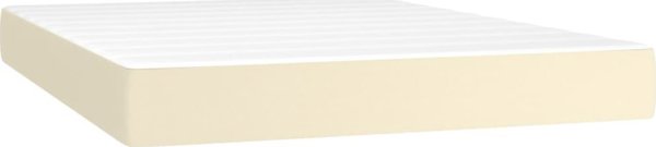 vidaXL Κρεβάτι κοντινεντάλ με LED, με στρώμα, κρεμ, οικολογικό δέρμα 140x200 εκ