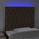 vidaXL Κεφαλάρι κρεβατιού με LED, σκούρο καφέ, 90x7x118/128 εκ, ύφασμα