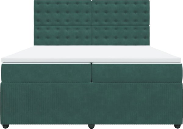 vidaXL Κρεβάτι Continental με στρώμα, πράσινο, βελούδο, 200x200 εκ.