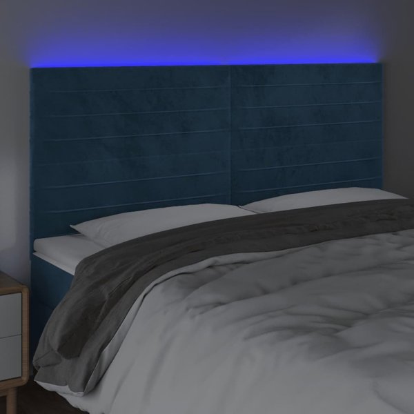 vidaXL Αντίθετο με LED για κρεβάτι σκουρομπλε 180x5x118/128 εκ
