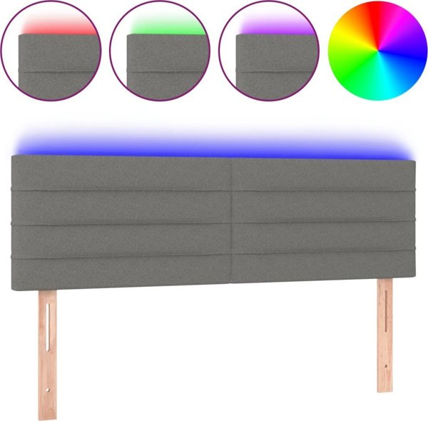 vidaXL Zaglowek do lozka z LED, ciemnoszary, 144x5x78/88 cm, tkanina