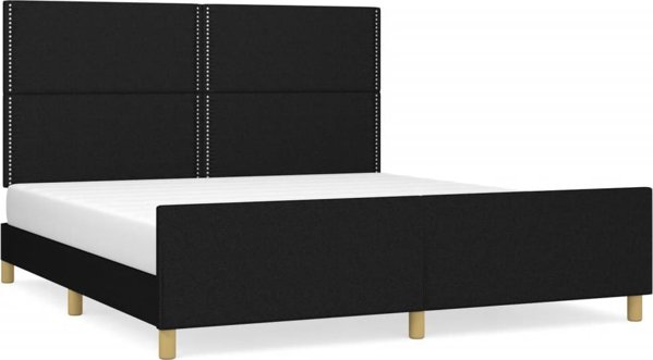 vidaXL Μαύρο πλαίσιο κρεβατιού με κεφαλάρι, 160x200 cm, επενδυμένο με ύφασμα