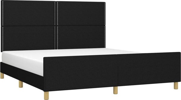 vidaXL Μαύρο πλαίσιο κρεβατιού με κεφαλάρι, 160x200 cm, επενδυμένο με ύφασμα