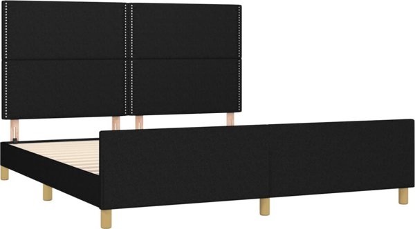 vidaXL Μαύρο πλαίσιο κρεβατιού με κεφαλάρι, 160x200 cm, επενδυμένο με ύφασμα