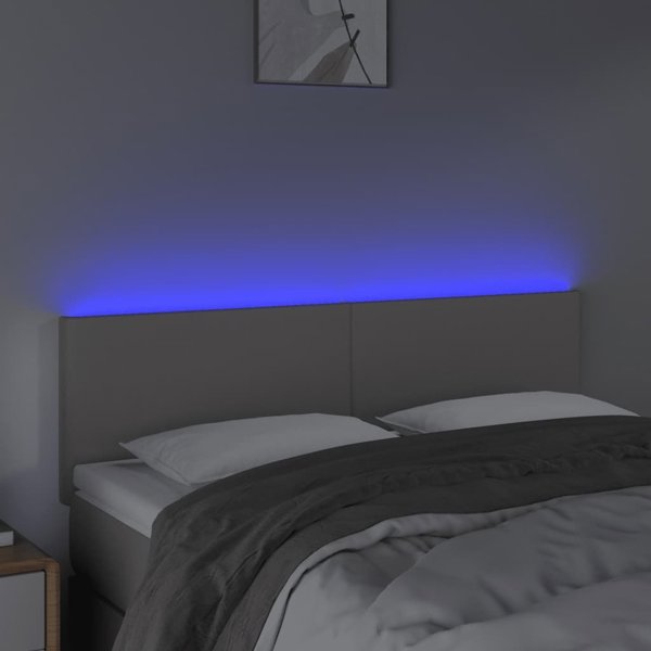 vidaXL Zaglowek do lozka z LED szary 144x5x78/88 cm sztuczna skora