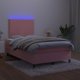 vidaXL Λουτζκό κοντινεντάλ με στρώμα και LED, ροζ βελούδο 120x200cm