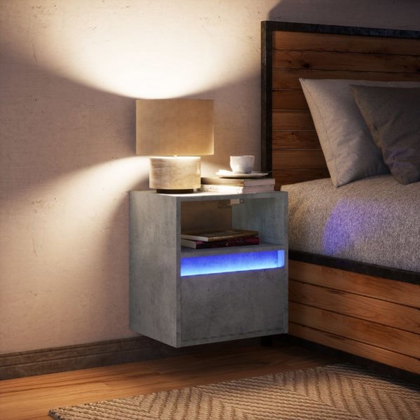 vidaXL Wiszaca szafka nocna z podswietleniem LED szarosc betonu