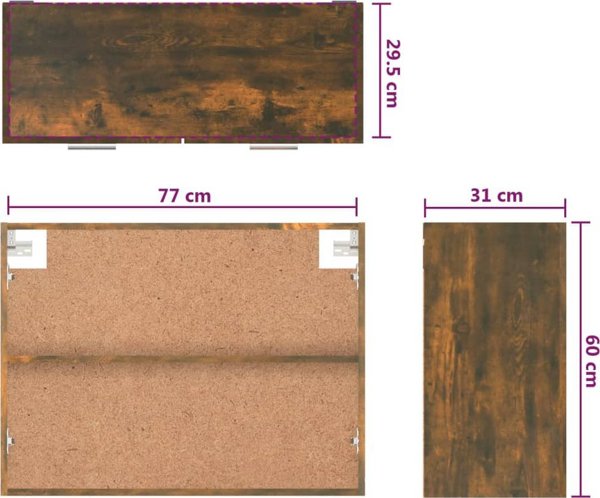 vidaXL Κρεμαστό ντουλάπι από καπνιστή δρυ 80 x 31 x 60 cm