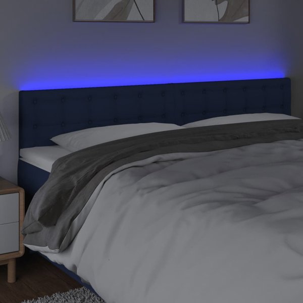 vidaXL Κεφαλάρι κρεβατιού με LED, μπλε, ύφασμα 160x5x78/88 εκ.