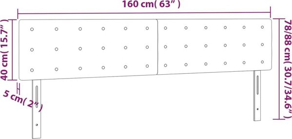vidaXL Κεφαλάρι κρεβατιού με LED, μπλε, ύφασμα 160x5x78/88 εκ.