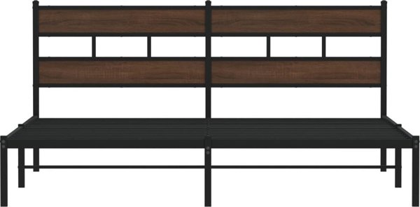 vidaXL Κρεβάτι με κεφαλάρι καφέ δρυς 183x213 εκ. χωρίς στρώμα