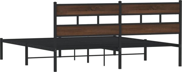 vidaXL Κρεβάτι με κεφαλάρι καφέ δρυς 183x213 εκ. χωρίς στρώμα
