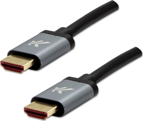 Καλώδιο HDMI 2.1 NoName, Υπερυψηλή Ταχύτητα 8K@60Hz, 48Gb/s, 2m, Επιχρυσωμένο με Αλουμινένιο Περίβλημα, Γκρι