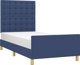 vidaXL Rama κρεβατιού με κεφαλάρι, μπλε, 90x200 cm, επενδυμένη με ύφασμα