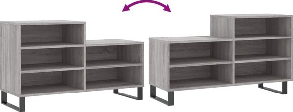 vidaXL Ντουλάπι παπουτσιών, γκρι δρυς σονόμα, 102x36x60 cm