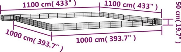 vidaXL vidaXL Kojec dla psa, 44 panele, czarny, 100x50 cm, stal
