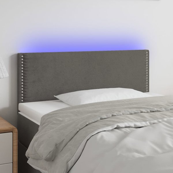 vidaXL Κεφαλάρι κρεβατιού με LED, σκουρογκρι, 100x5x78/88 cm, βελούδινο