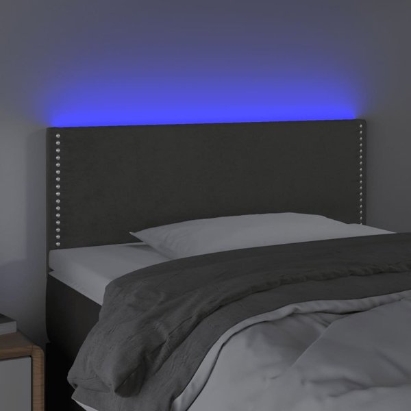 vidaXL Κεφαλάρι κρεβατιού με LED, σκουρογκρι, 100x5x78/88 cm, βελούδινο