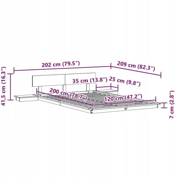 vidaXL Πλαίσιο Κρεβατιού από Ξύλο, Καφέ, 120x200 cm