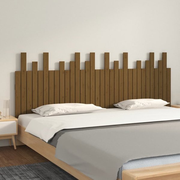 vidaXL Κεφαλάρι Κρεβατιού, Μέλι Καφέ, 204x3x80 εκ., Συμπαγές Πεύκο Ξύλο